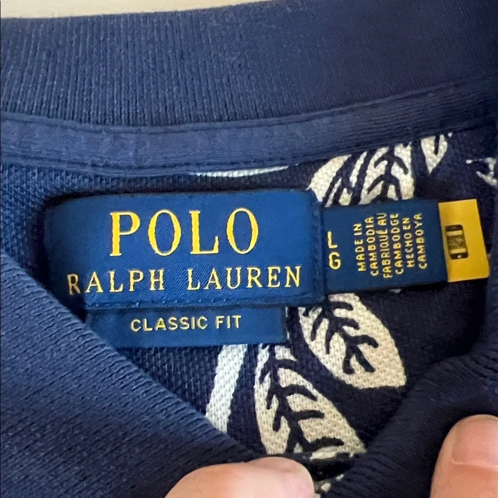 Polo Hibiscus Pique Polo Blue/White Size Large